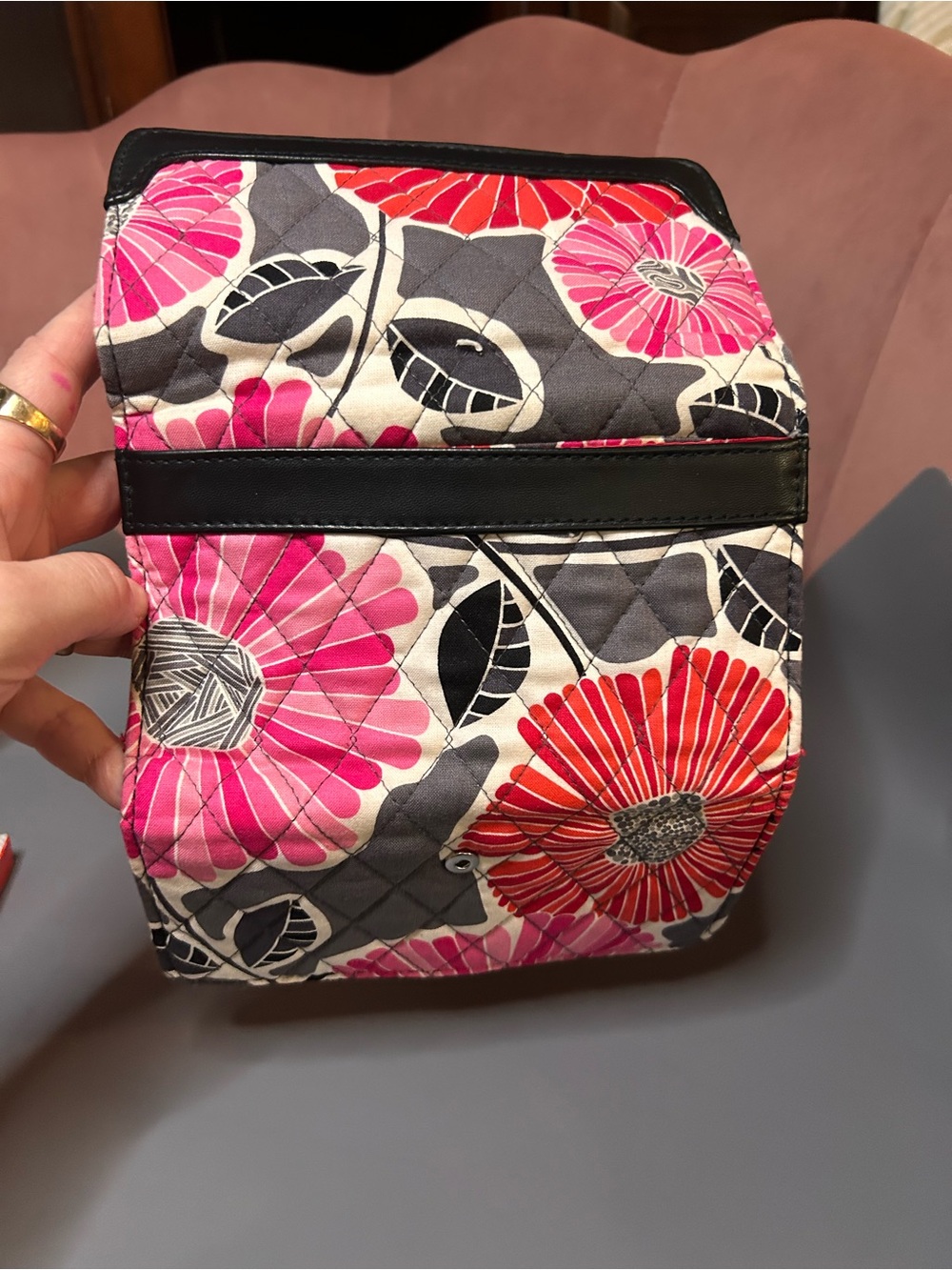 NWOT cherry. 🍒Vera Bradley Floral Quilted Trifold Wallet - Pink & Red - Picture 10 of 12